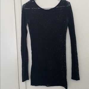 Black netted long sleeve top